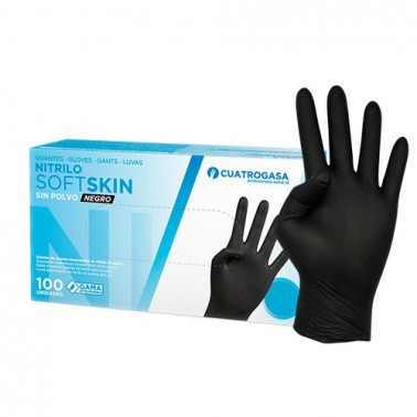 Guantes De Nitrilo Negros Cuatrogasa 100 uds-sorci