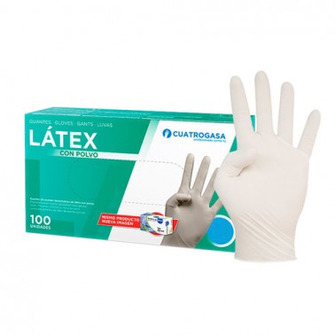 Guantes De Látex Blancos Cuatrogasa Talla M Caja 100 uds - Sorci