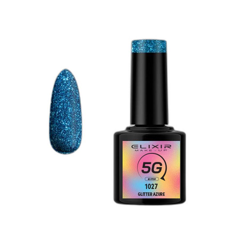 Esmalte Permanente De Uñas Elixir Semi Gel Nº 1027 Glitter Azure - sorci