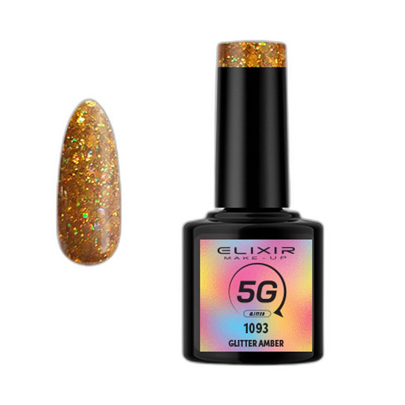 Esmalte Permanente De Uñas Elixir Semi Gel Nº 1093  Glitter Amber - sorci